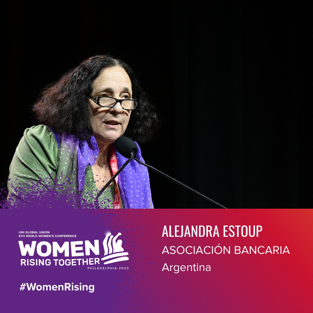 🗣️Alejandra Estoup <a href="/La_Bancaria/">Asociación Bancaria</a> "Hemos incorporado más derechos con perspectiva de género, firmamos el cupo trans del 1% con el <a href="/BancoNacion/">Banco Nación</a>. Los sindicatos seguimos avanzando, ¡la única lucha que se pierde es la que se abandona! 
#WomanRisingTogether #UNIRisingTogether