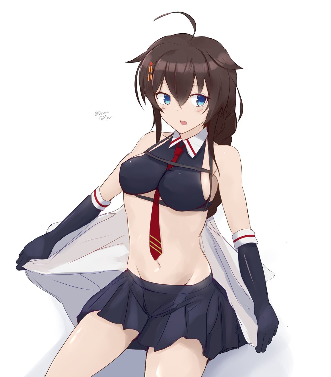 艦これ「時雨改三。かわいいので。ぬぎぬぎ。#艦これ版深夜の真剣お絵描き60分一本勝負 #」|ミノア十一等兵＠💉💉💉お絵かきぬいぬい中毒のイラスト