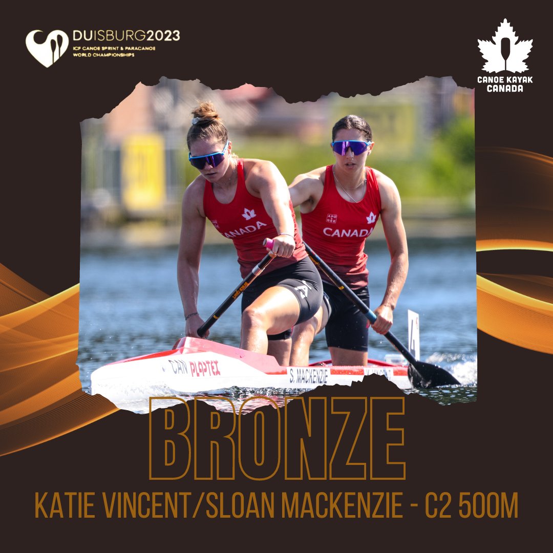 CanoeKayakCAN's tweet photo. 🚨 MEDAL ALERT🚨

ANOTHA ONE.
Katie Vincent and Sloan MacKenzie scoop up bronze 🥉 and qualify another boat for Canada!

//

🚨ALERTE MÉDAILLE🚨

Un autre.
Katie Vincent et Sloan MacKenzie remportent le bronze 🥉 et qualifient un autre bateau pour le Canada ! https://t.co/CeYxyikDtL