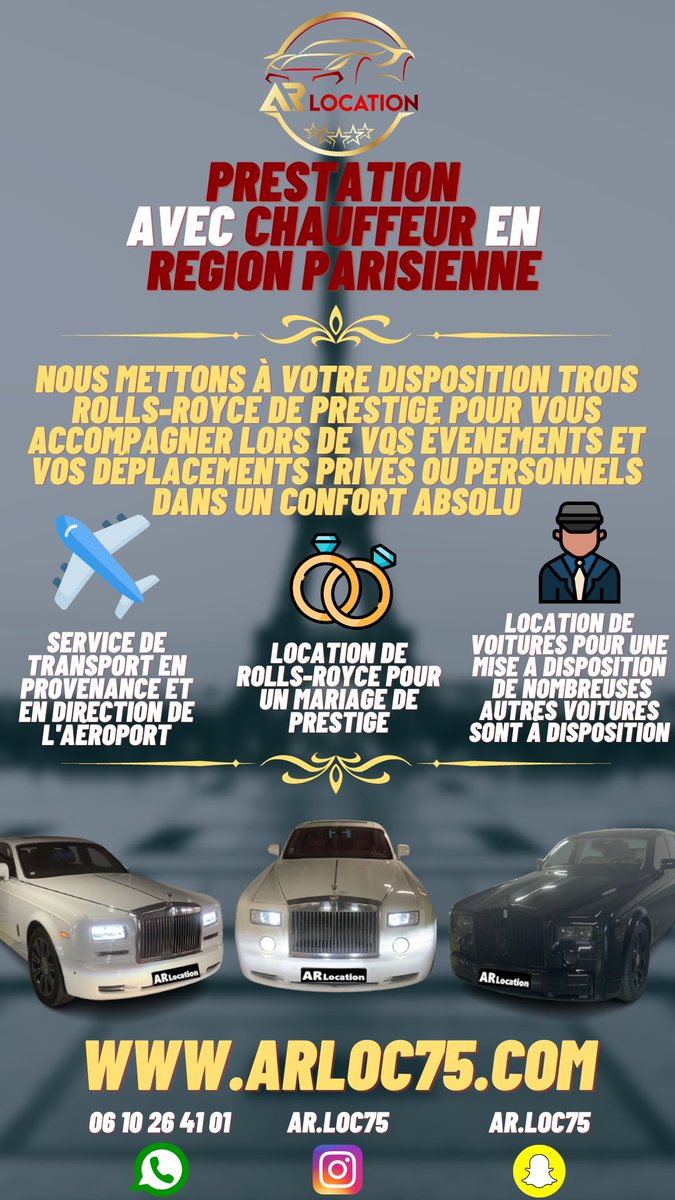 ARloc75's tweet photo. Chauffeur privé avec véhicules de luxe ⚜️ Disponible ✅ Pour vos déplacements ou vos différents événements 🎉 https://t.co/XEXQRlDHVG