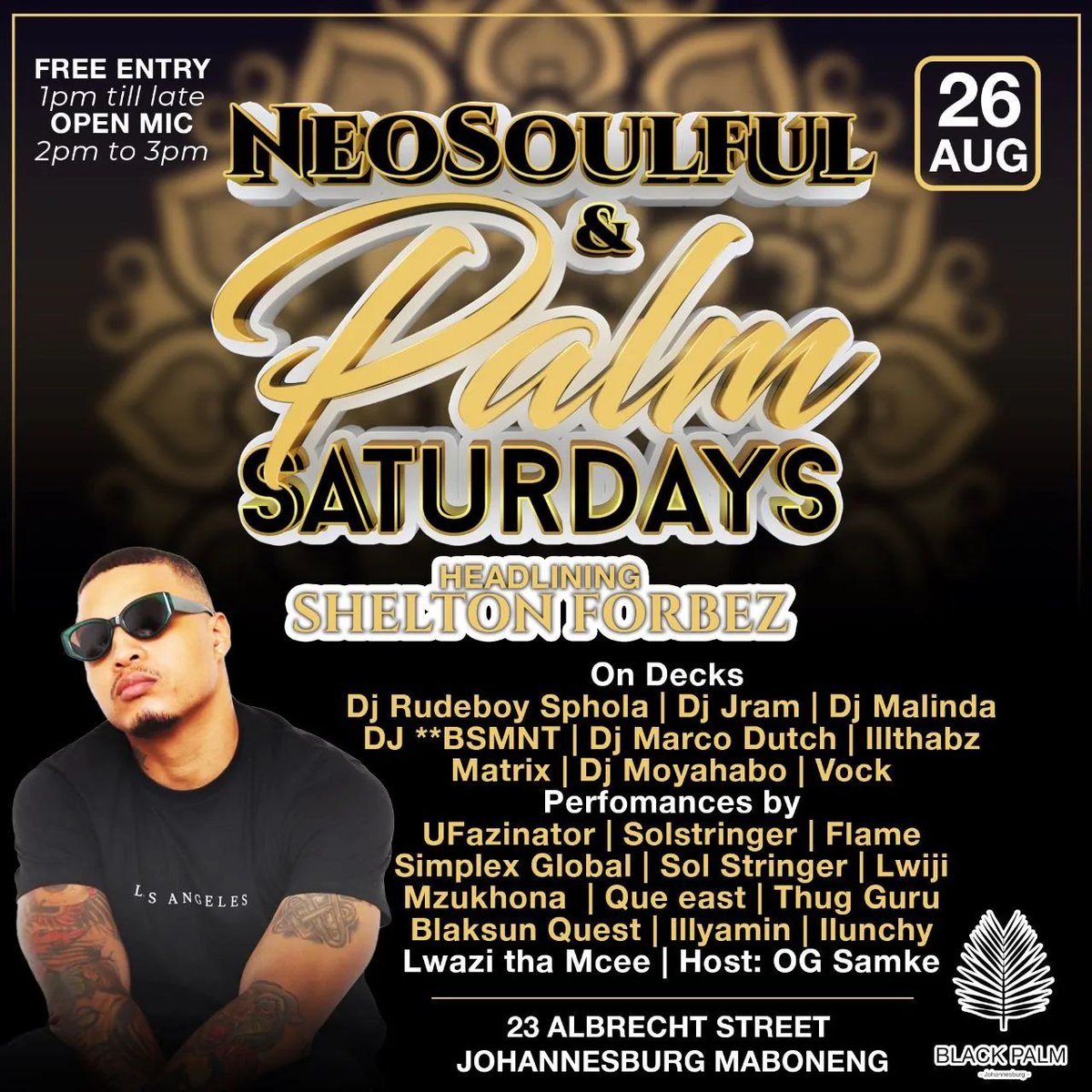 Get Plugged tonight! ⚡🔌

🔌 W. A. T. T Agency presents The Brown Bottle Series Book Launch

📍 Curiocity Backpackers, Maboneng, 302 Fox Street 

🔌 NeoSoulful &amp; Palm Saturdays

📍  23 Albrecht Street, Maboneng

🔌 Everybody Hates Geminis II

📍 Spilt Milk, 17th Street, Meville