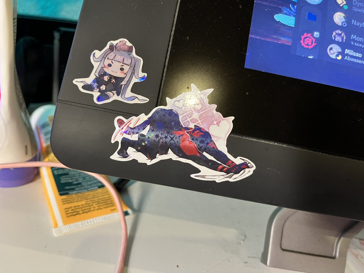Miisao_arts's tweet photo. I made some new sticker motives and they just arrived from #zapcreatives ! So happy how they turned out - sorry for the bad picture quality tho uwu
(the teeth are partially transparent aswell~) https://t.co/5UBJVJkI1G