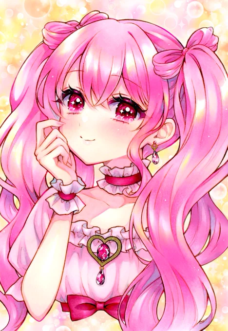 ピンクトルマリンの魔法少女#とびきりのピンクを魅せて下さい#コピック 