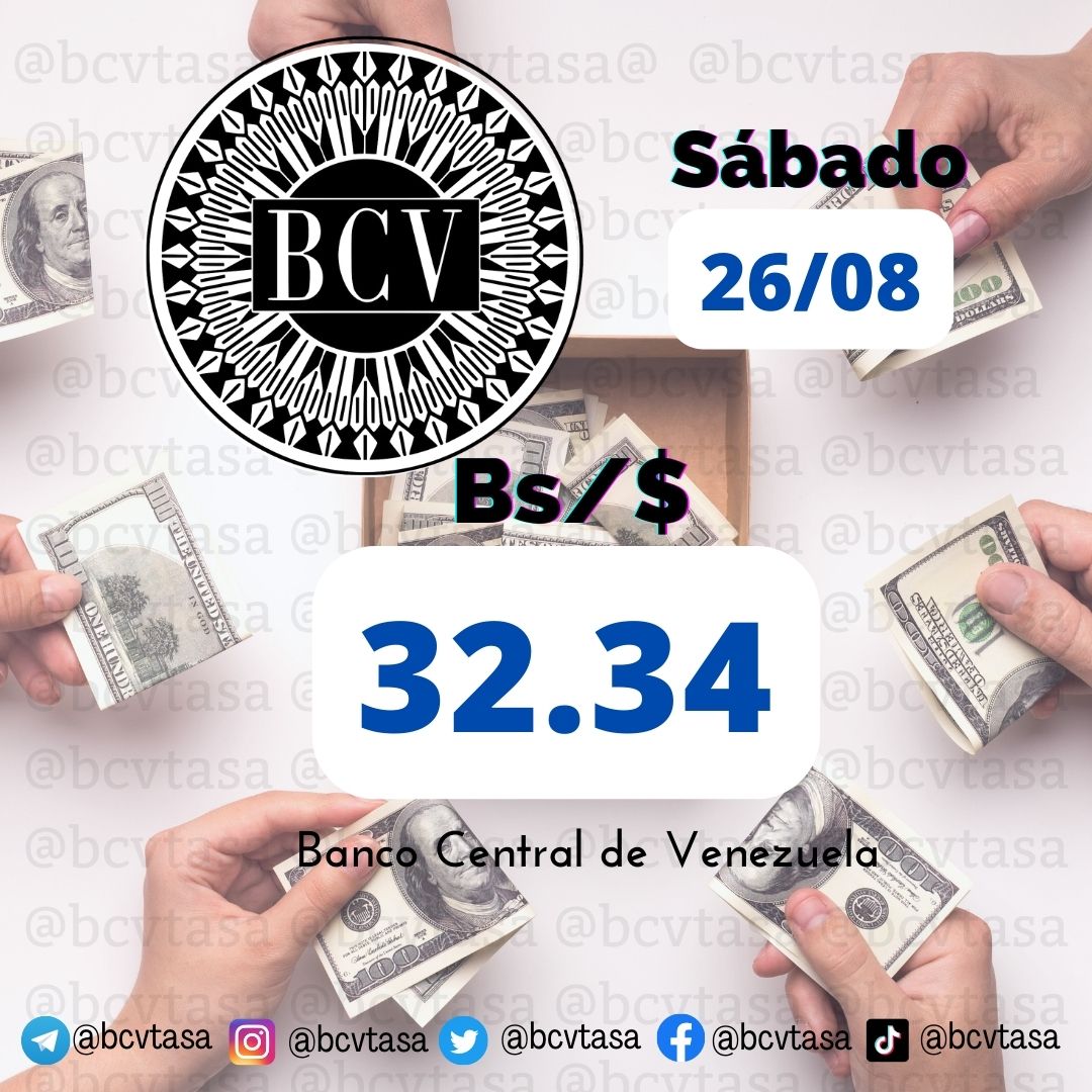 📢Precio del Dolar del Banco Central de Venezuela HOY Sabado 26 de agosto