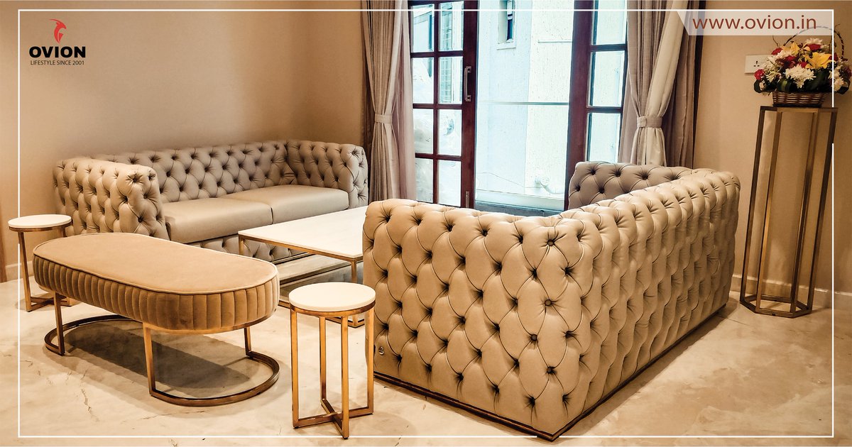 Luxurious living room furniture, customized and handcrafted by Ovion Lifestyle, Bengaluru. Visit ovion.in for details. #OvionLifestyle #sofa #furniture #furnituredesign #chair