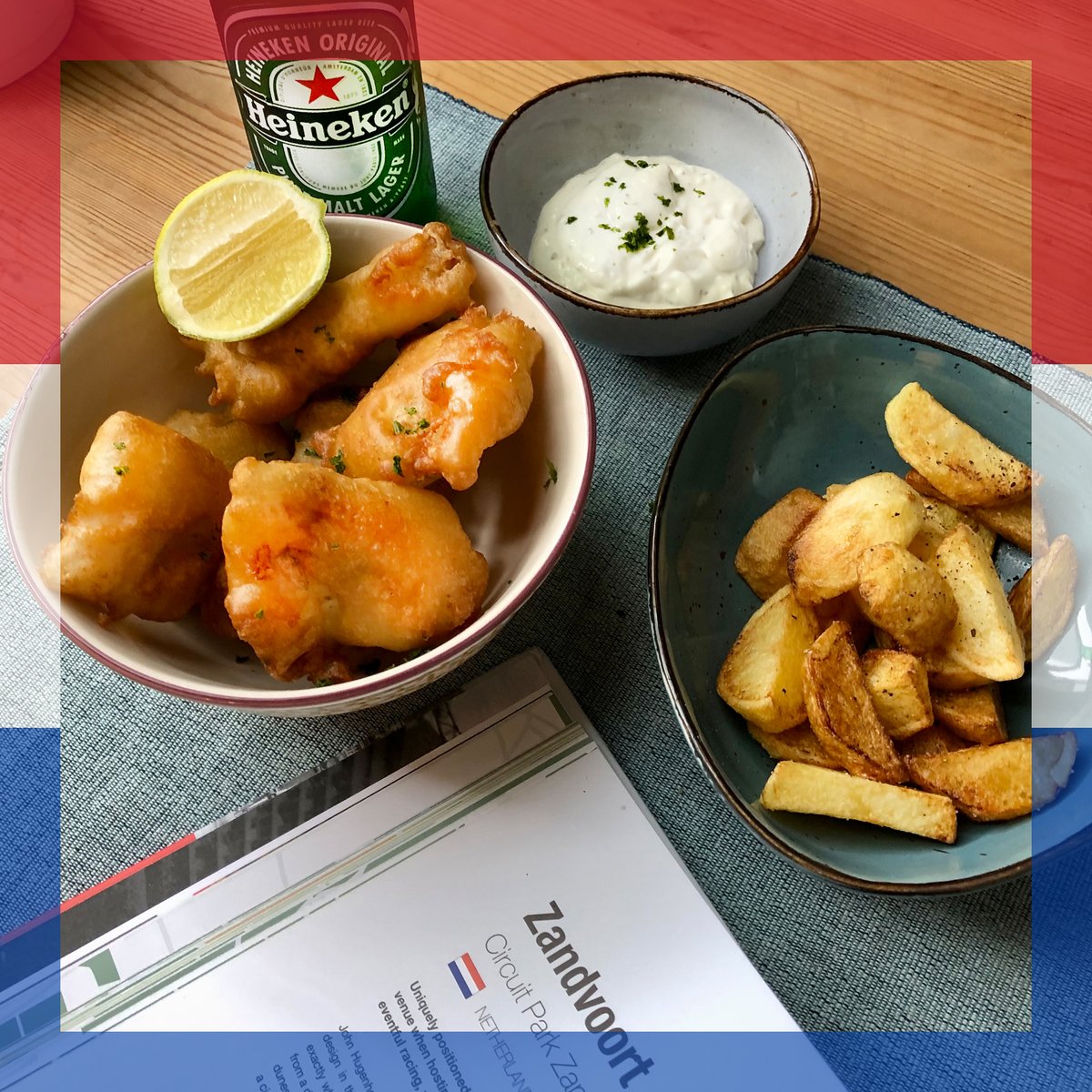 f1cuisine's tweet photo. Summer break finally over. Lets start the second half of the season with Kibbeling.
Battered fried cod with garlic/remoulade sauce.

#f1 #formula1  #formel1  #dutchGP #kibbeling #frites #heineken #verstappen #lando #lewis https://t.co/0KWWZPUU6E