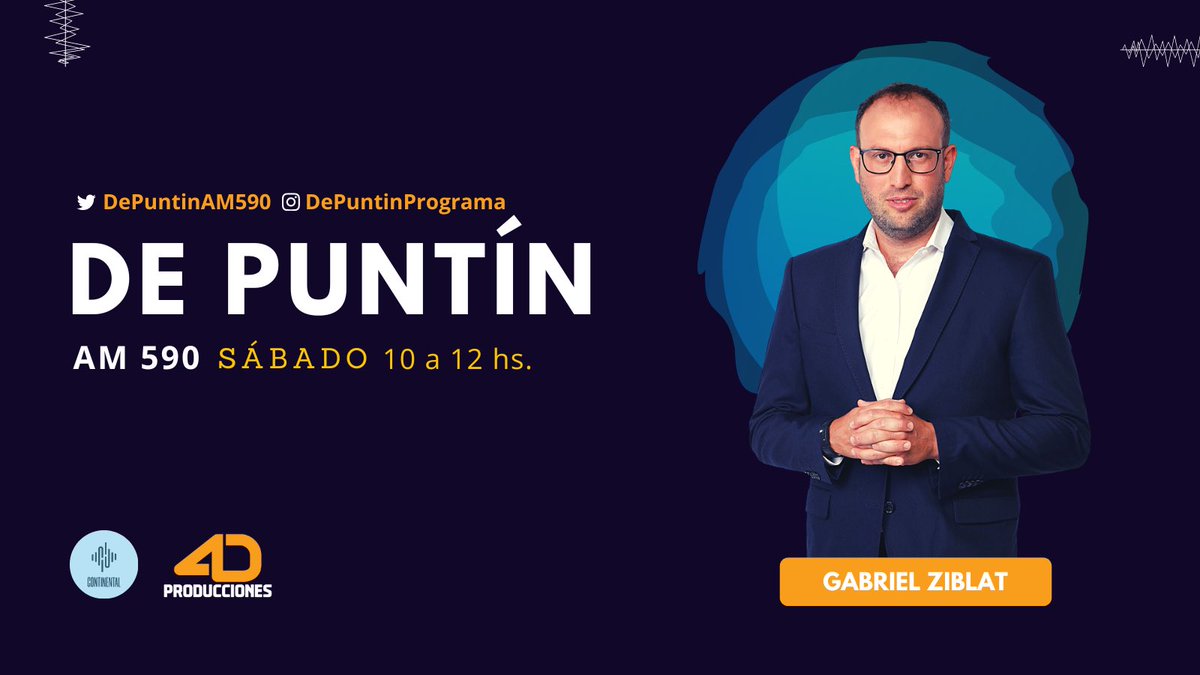 Mañana de Sábado y desde las 10hs. @gabiziblat junto a @pedrogianello , @BlancoDanielaT , @emlafuente @elianacerra y @ddeurieta te traen toda la actualidad sin sutilezas en una nueva emisión de @DePuntinAm590 en el AIRE 🎙 de @continental590 📻