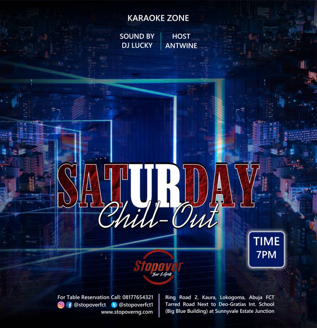 Stopoverfct1's tweet photo. STOPOVER FOR PREMIER LEAGUE FOOTBALL 
&amp;
RAVE AFTER TONIGHT !!!!! 
@Stopover Bar &amp; Grill
"STRESS FREE ZONE"

Table Reservations: 08177654321

#stressfreezone #Saturdaychills #partytime #karaokebar  #choplifezone #premiumHospitality #staySafe #lokogoma #abujafct https://t.co/fHclfVbSx4