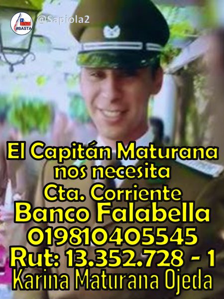 antofaopina2022's tweet photo. 🔴Queridos amigos me sumo a la difusión para la ayuda del capitán Maturana, lo que Fabiola Campillai le hizo no tiene nombre.
Ayudemos al que en su momento resguardo la seguridad de los chilenos 
👇 https://t.co/asgOchPHVb