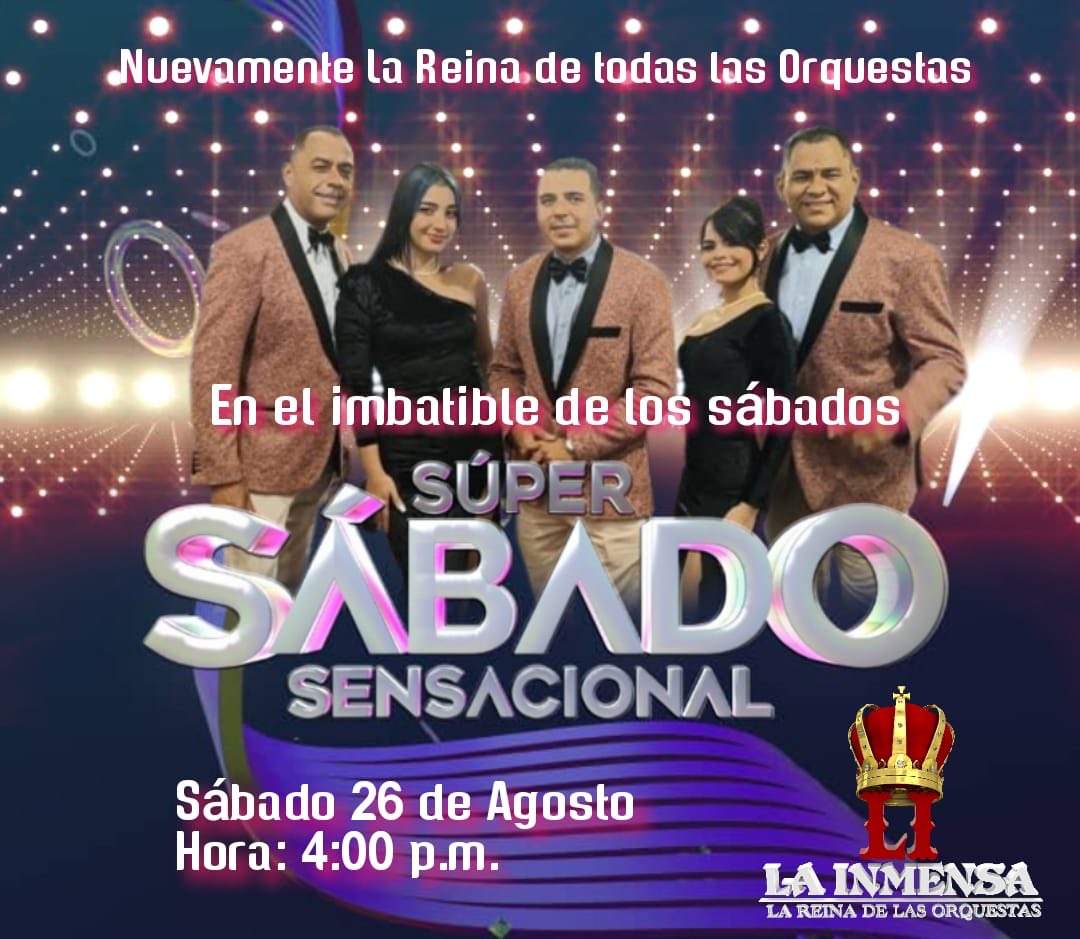 Esto es hoy mi gente ¡No te lo pierdas! La Inmensa en el imbatible de todos los sábados 🎵🎵🎤🎹🎸🎺🎷