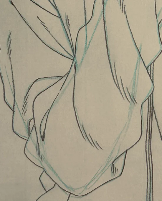 この肘んとこのシワ、人生で1番上手く描けたわ