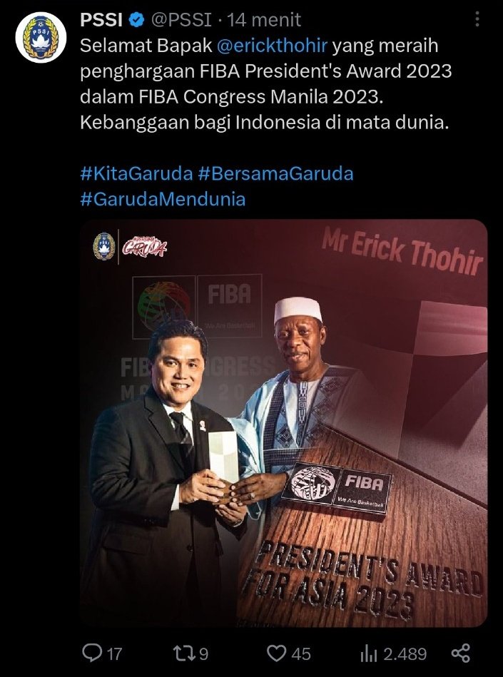 Dua post terkini akun PSSI (Persatuan Sepakbola Seluruh Indonesia) 😅⚽🏀

Gimana tanggapan netijen?