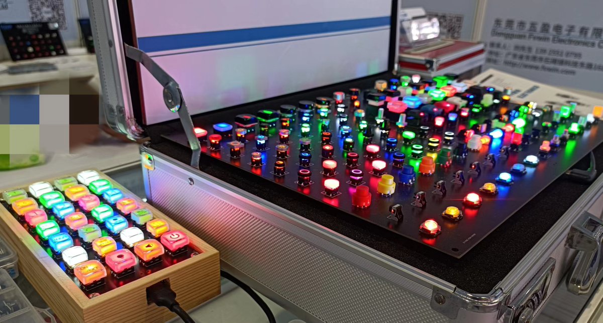 fvwin_'s tweet photo. FVWIN illuminated tactile switch. A short stroke, light tact feeling and long life switch with a button. Widely used in modular synth systems and many electronic devices. Clear square button, lighting up blue.
#electronicmusicgear #synthesizers #diyelectronics #engineering https://t.co/B5laGjcGR1