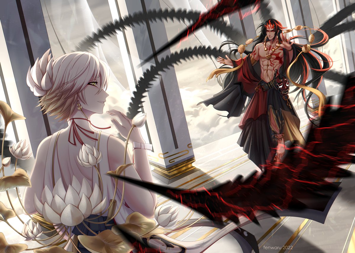 My artwork in #inmyheartbook 💥

 #陰陽師 #Onmyoji #Taishakuten #Asura