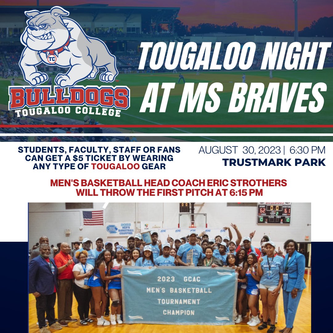 Tougaloo NIght with the MS Braves!

Purchase your tickets online here fevo.me/3OR03wu