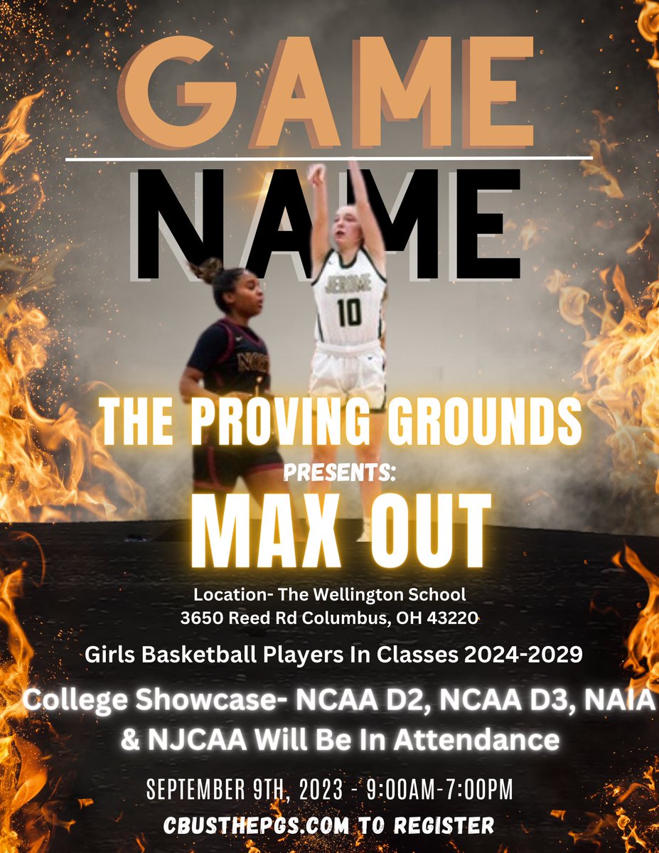 CbusPG614's tweet photo. The Proving Grounds Are Back!!!

The Proving Grounds 
Presents: MAX OUT

🗓️ Saturday , September 9th
📍 The Wellington School
🏀 Grades 7-12
🖊️ College Coaches, State/Regional Media, Ranking &amp; Scouting Service

Game Over Name- Register At
https://t.co/GBZayIeJjf https://t.co/nF57MEWfeT