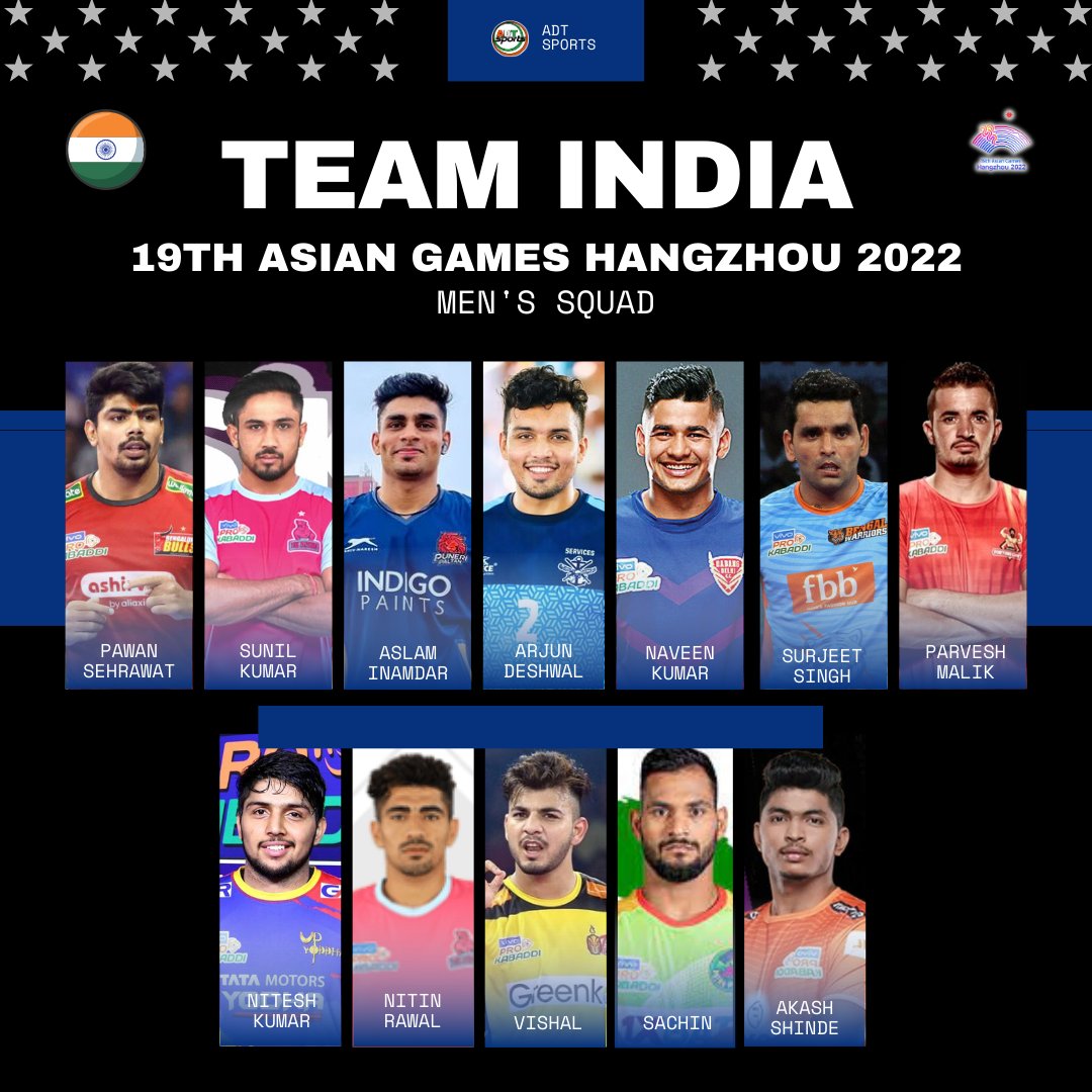 AdtSports's tweet photo. Indian Kabaddi Team Men's For Asian Games 🔥

#Indian #Indianteam #Kabadditeam #AsianGames #Kabaddi #adtsports 
#ADTSports https://t.co/vFwZhCCw3w