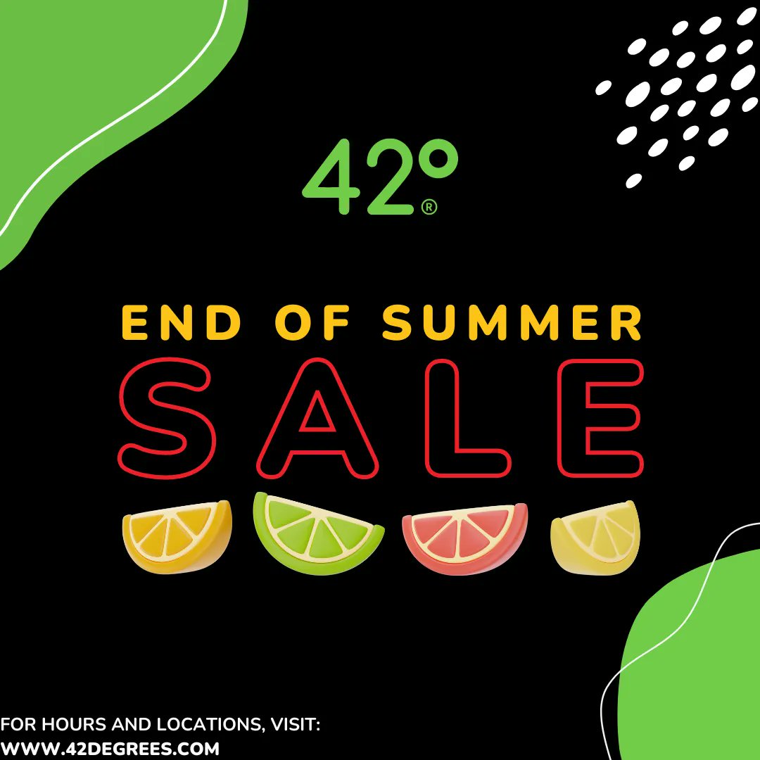 ⏳ Time's running out on our End of Summer Sale! 🔴 

Head over this weekend and enjoy fantastic savings before it's over. 😎 

#42degrees #omaha #headshop #wellness #shopping #sale