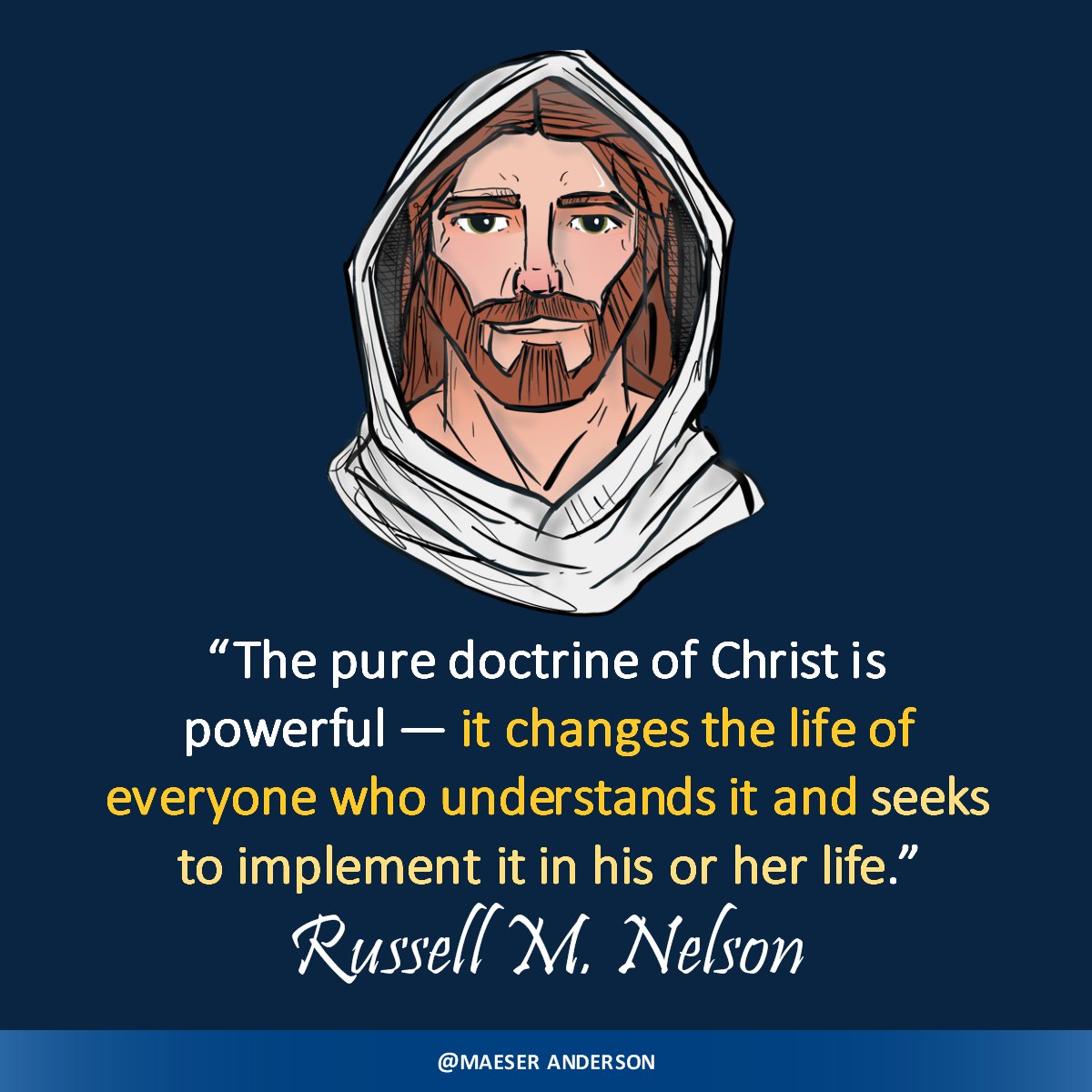 “The pure doctrine of Christ is powerful — it changes the life of everyone who understands it and seeks to implement it in his or her life.” - Russell M. Nelson ——— #generalconference #HearHim #JesusChrist #sharegoodness #ComeFollowMe #strivetobe #becauseofhim