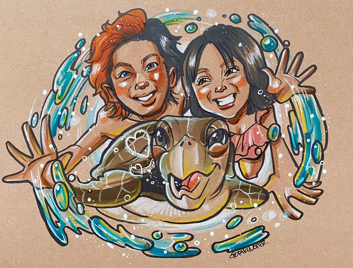 goriking4649's tweet photo. @TO_TETSUYA 可愛いお二人と亀描きましたーー🩷✨ https://t.co/jr4XjLoaWX