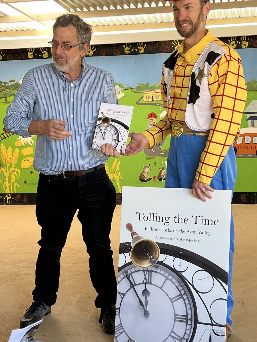 Book Week 2023 saw teachers share a favourite book in the morning, a book swap &amp; reading with buddies. After a fab parade, local author Ian Phillips present his first book ‘Tolling the Time’ to our school which features our historically significant school bell. #witnessthetruth