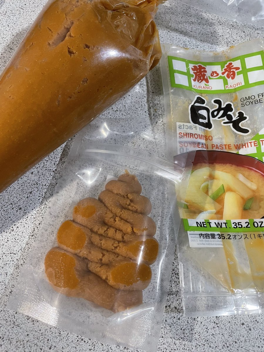 Kundun66's tweet photo. My favourite weekly task here at #graceinthekitchen .. packaging poop emojis … #MisoPaste https://t.co/k1q0VyenCc
