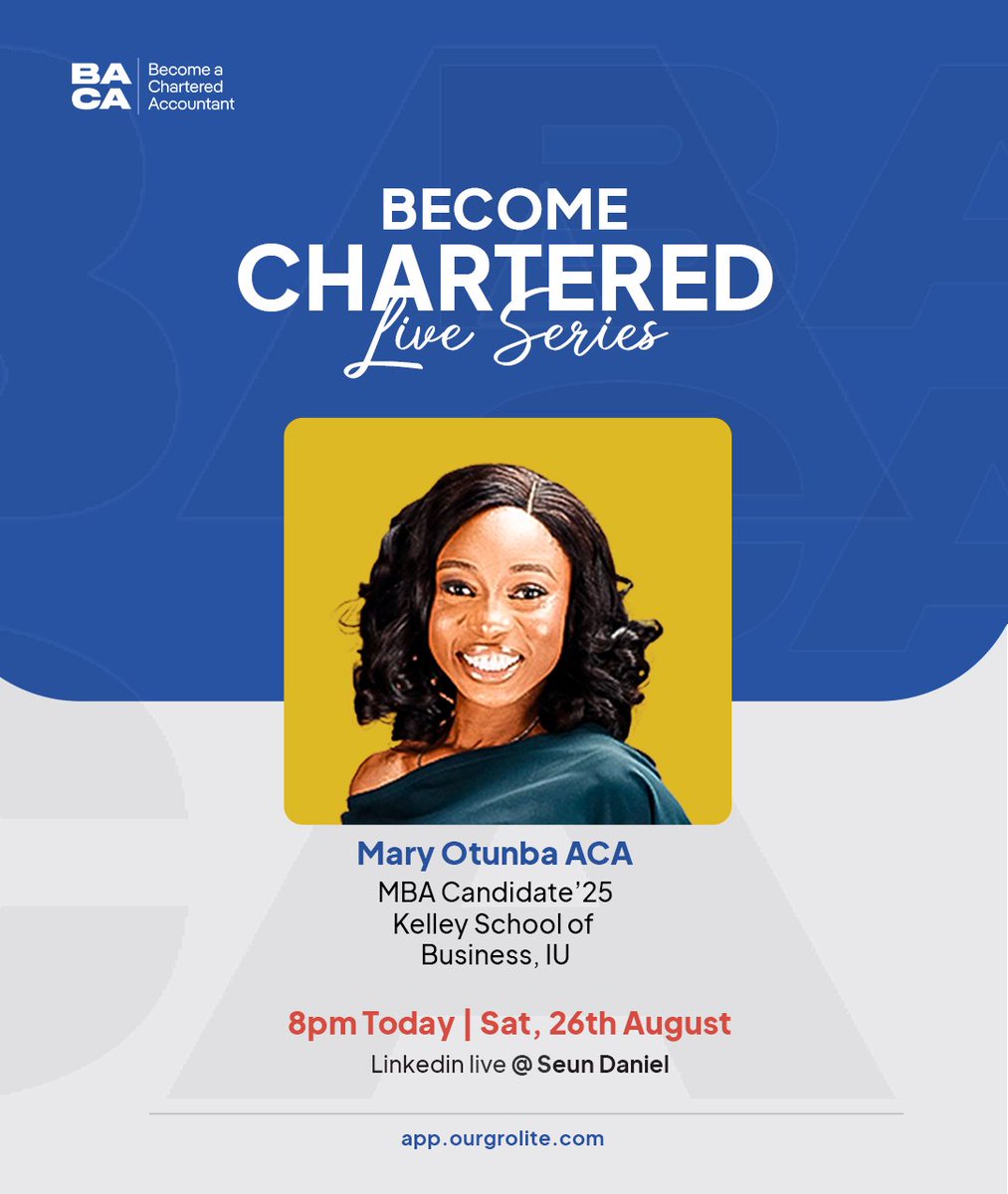 BecomeChartered's tweet photo. Meet Mary Otunba, our final guest on the Become Chartered linkedin live audio series.

We had an awesome time yesterday listening to Dr. Oluseyi.

We have the final live today, so if you missed the first two days, be sure not to miss the last session today.

Same time, 8pm. https://t.co/hhdPm0n6WY