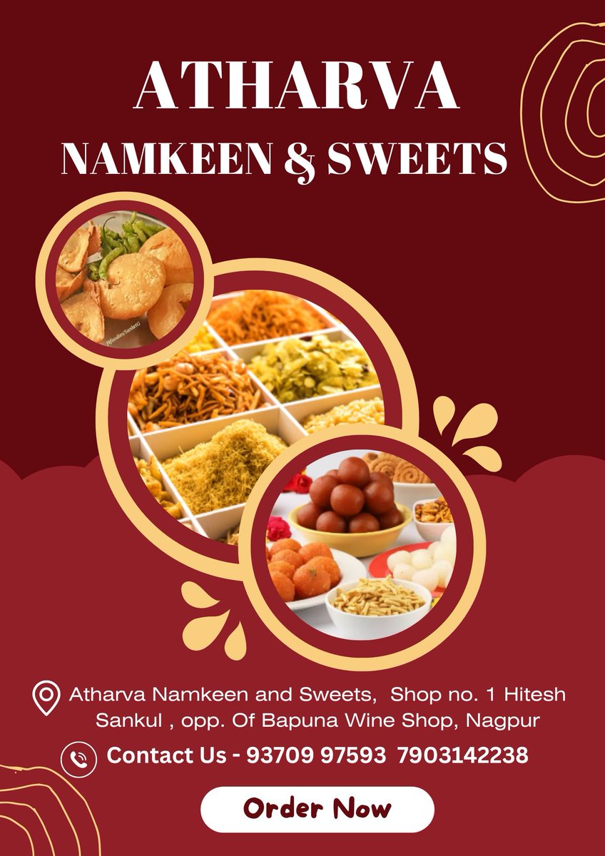 shopcardd's tweet photo. Indulge in delicious fun at the sweet shop in Nagpur.
Phone No. :- 93709 97593.
Address:- Atharva Namkeen and Sweets, Shop no. 1 Hitesh Sankul , Opp. of Bapuna Wine Shop,Nara Road Nagpur.
https://t.co/KqHpR9ei5g
#NagpurSweets #SweetTreats #Shopcardd #DKJ https://t.co/D4NUe7A0xC