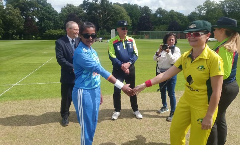 World women's blind games 2023 final 

End of 1 inning , Australia 114/8 (20) 
C webeck : 30 ( 36) 
C Lewis : 29 (28) 
P tudu : 1/8 (2)

🇮🇳 India need 115 to win

#CricketTwitter  #worldblindgames 
#IBSAWorldGames