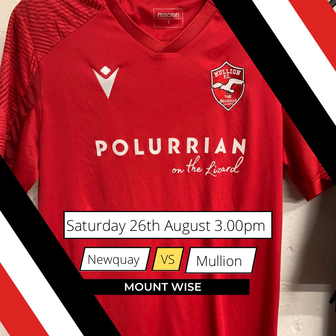 1️⃣  First Team
🆚  <a href="/newquay_afc/">Newquay AFC</a> 
⏰ 3pm K/O
🏟 Mount Wise
🏆 <a href="/swpleague/">WALTER C. PARSON PENINSULA LEAGUE</a>

#wearemullion #theseagulls

<a href="/swsportsnews/">South West Sports News</a> <a href="/KJMsport57/">Kevin Marriott</a> <a href="/Cornishfootball/">Dave Deacon</a> <a href="/swpleague/">WALTER C. PARSON PENINSULA LEAGUE</a>