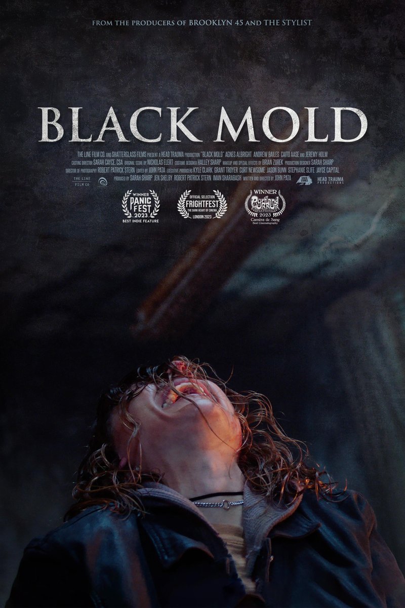 Immerse yourself in the chilling depths of psychological horror as #BlackMold <a href="/john_pata/">John Pata</a> #AgnesAlbright #AndrewBailes #CaitoAase ##JeremyHolm weaves a mesmerizing tale of decay, trauma, and fear, blurring reality and the mind's darkest creations. <a href="/FrightFest/">FrightFest</a>