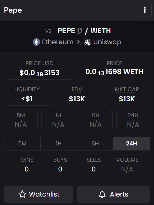 0xOverview's tweet photo. It is very clear that it is the same team, they rugged the first $PEPE for 1.57 ETH profit and came back 7 days later to launch the $PEPE we know today.

rugged PEPE contract:
0x3a73a80c4aa1373b8c9d721a57c2949b661d2cd1

🧵5/6 https://t.co/wmBjn2xpKw