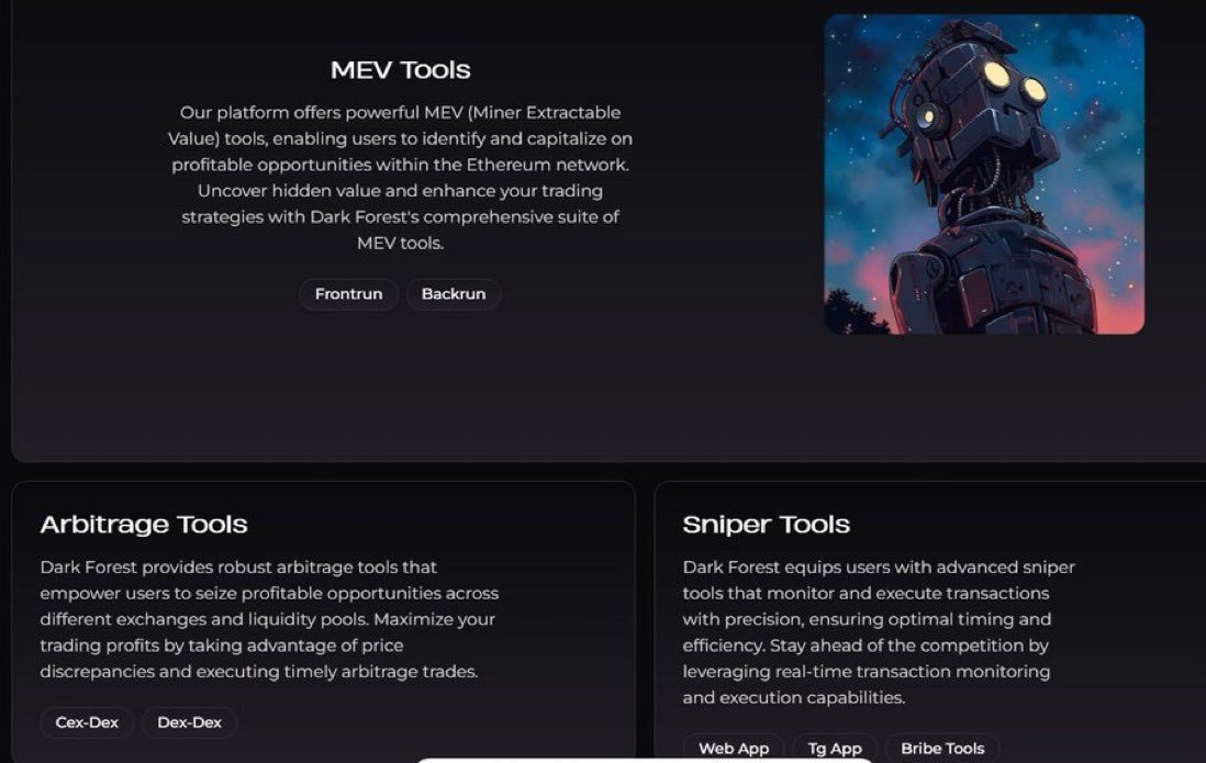 DeFi_Paanda's tweet photo. $DARK hold that area, it will pampaaa to 0.6$.
Dark offer multiple tools;
▪️ MEV tools
▪️ Arbitrage tools
▪️ Sniper tools
MEV generated around 300m revenue/yr alone.
$BCB $YDF $OP https://t.co/EDsRKsws2N