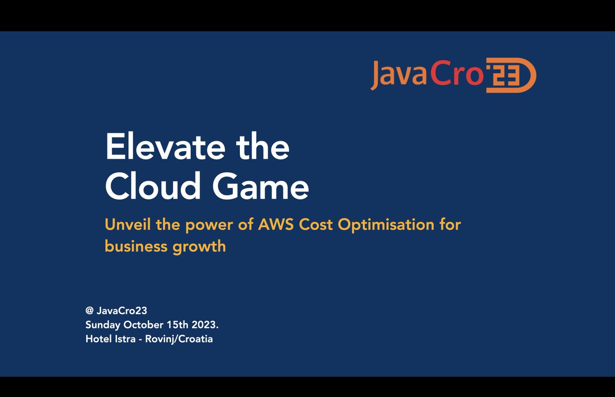 staleksit's tweet photo. It is this time of the year when you should prepare yourself for another year of conferences. I'll be taking part in "JavaCro23" which will be held at a beautiful time in Rovinj/Croatia.
#cloud #aws #costefficiency #optimization #javacro23 #javantura
https://t.co/xPuzTua5eP https://t.co/HqJkAGSMI6