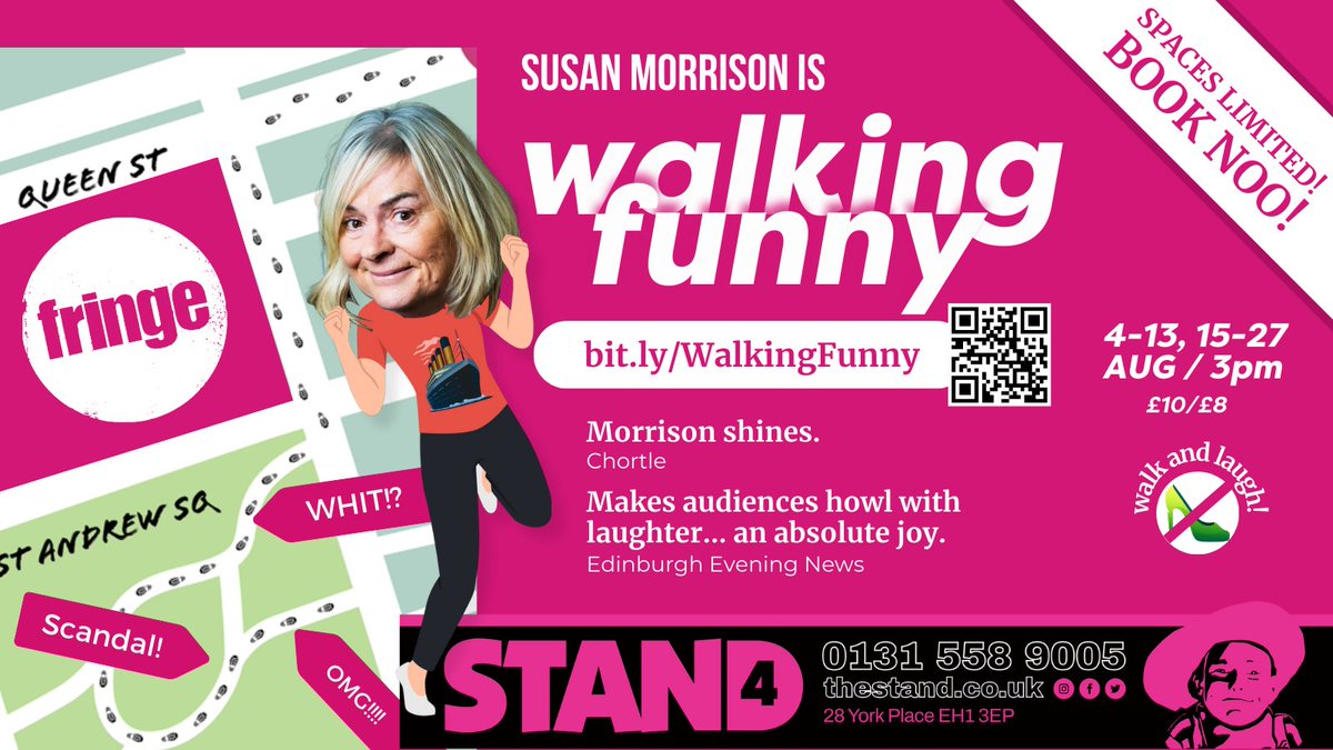 Walking Funny is 'wonderfully interesting, hilarious (and filthy)' and just today and tomorrow left to get your steps up AND have a laugh wi me around the Edinburgh New Town. Grab your brolly (just in case) and come along! bit.ly/WalkingFunny