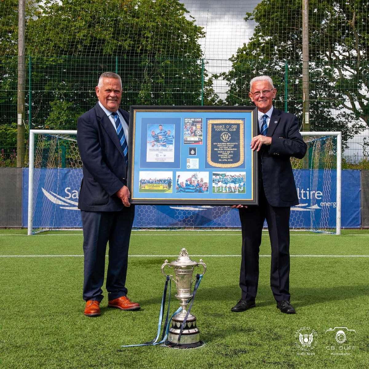 Ahead of our Highland League Cup game this afternoon, Brian Winton and Gordon Christie receive a memento of last year's victory