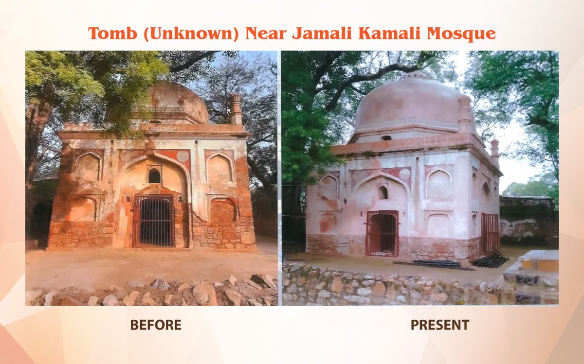 LtGovDelhi's tweet photo. Tomb of Md Quli Khan &amp; the Jamali-Kamali Mosque at the Mehrauli Archeological Park gradually get restored to their dignified glory.
DDA &amp; ASI did a commendable job of restoration after my visits and directions issued thereto. https://t.co/VwRclNcS1I