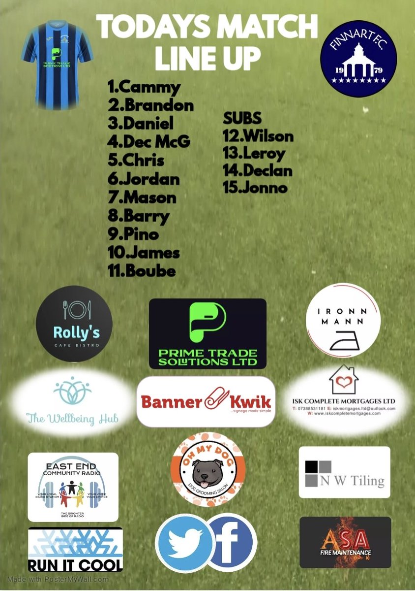 The Boys know so now we let you know ... the team and subs for todays league game <a href="/OfficialWoSFL/">West of Scotland Football League 🏴󠁧󠁢󠁳󠁣󠁴󠁿</a> is as follows.
#MTS🌟⚽️🔵⚫️