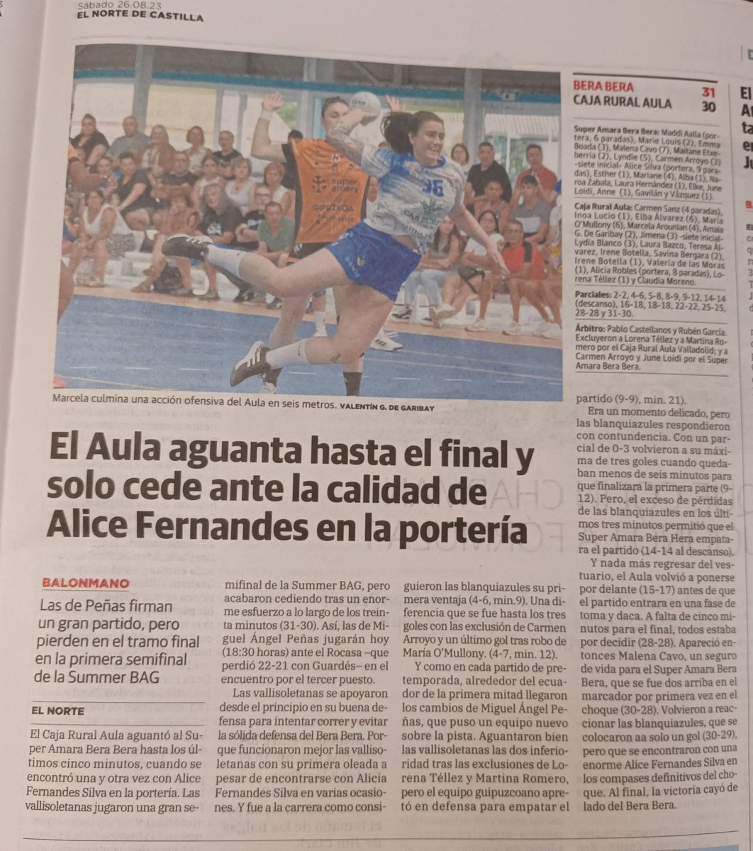 BmAulaCultural's tweet photo. Crónica del @nortecastilla sobre el partidazo de ayer contra @BalonmaBeraBera en el Torneo Summer BAG de @Villacelama . #espírituAula #11añosenlaélite @cajaruralzamora @UEMC #CastillayLeonNosImpulsa https://t.co/Ey7Wgx56up