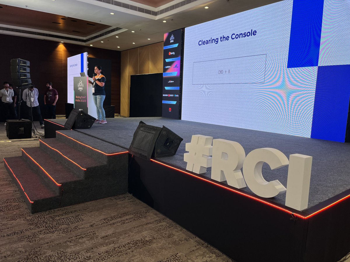 rubyconfindia's tweet photo. #FlashTalks
Here’s Meera Navale giving a flash talk on topic ‘Rails console shortcuts tips and tricks’
#rubyconfIndia #India #rubyconf #rubyconshow #rubyconfindia #Rubyists #rubydevelopers #rubyconf2023 #technology #ruby #rails #flashtalks #Joshsoftware
#RCI23 https://t.co/Ck9xXYXz3V