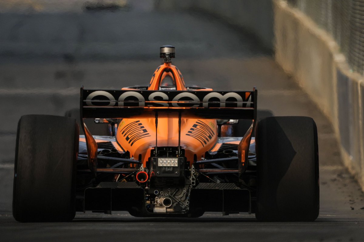 chitlesh's tweet photo. Rear end of the no. 6 @onsemi mclaren. It is where extra performance can be extracted. 
The colour papaya like @McLarenF1 is just beautiful #onsemiontrack https://t.co/Ep5gs7WNe2