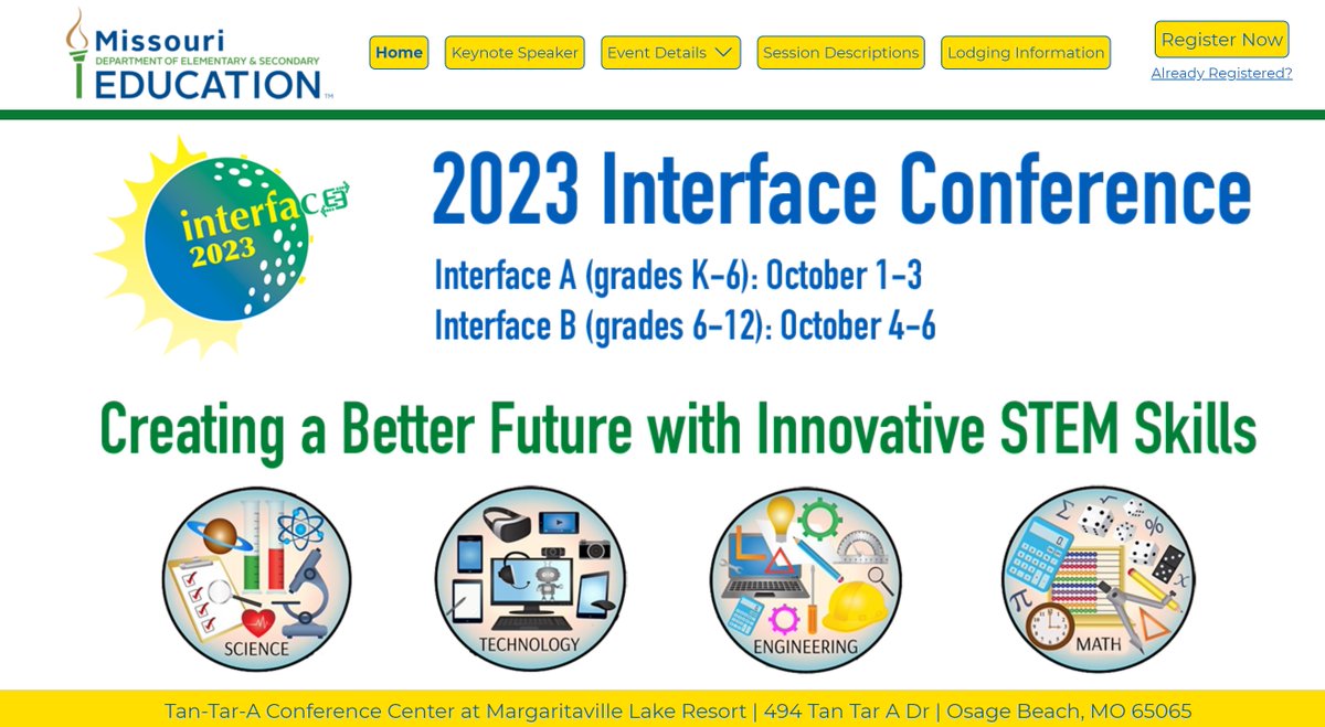 teachers4steam's tweet image. I am excited to present @ the @MOEducation #Math &amp;amp; #Science #Interface2023 Conference
K-6 Ts Conference: Oct 1-3 
6-12 Ts Conference: Oct 4-6
Held @ the beautiful Tan-Tar-A Conference Center in Osage Beach, MO
For sessions or to register ASAP check out: cvent.me/ewmvLb!