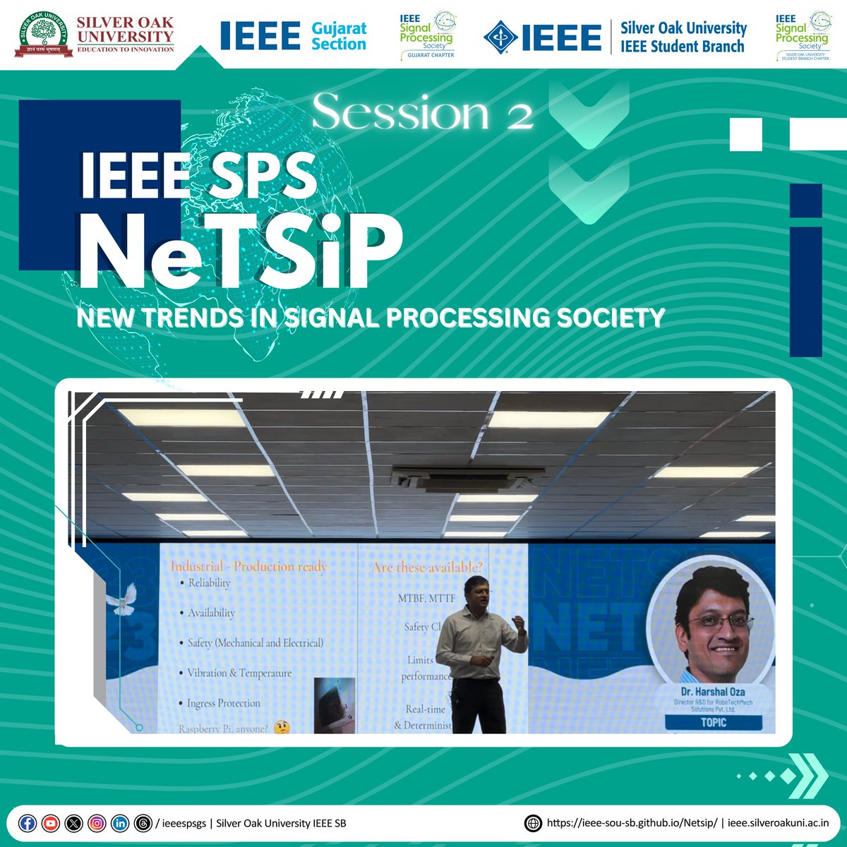IEEE_SilverOak's tweet image. A mesmerizing session by Dr. Harshal Oza on #Robotics &amp;amp; #MLAI at #IEEENeTSiP2023 by #IEEESOUSPSSBC &amp;amp; #IEEESPSGC. Exploration of real-world #usecases, challenges &amp;amp; results through #signalprocessing. Stay tuned for more exciting sessions! #RoboticsInnovation #ieee #sousb