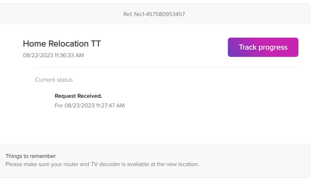 vipul_atal's tweet photo. I was relocating my home services from old location in Cluster E, JLT to Cluster P, JLT on 25th Aug 2023. I had raised the relocation request on 22nd Aug 2023 through du app (screenshot attached 1). https://t.co/HGXoxa421g