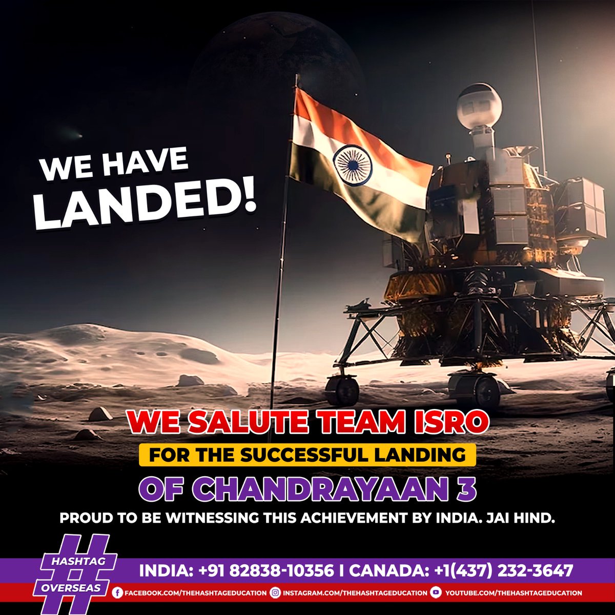 IeltsHashtag's tweet photo. India, how proud we are as your citizens. Congratulations Team #isro for the successful landing of #chandrayaan3.
We have landed in the place of our dreams.

#chandrayaan3 #isro #isromissions #isroindia #India #ShivaShaktiPoint https://t.co/jEx5AnUSri