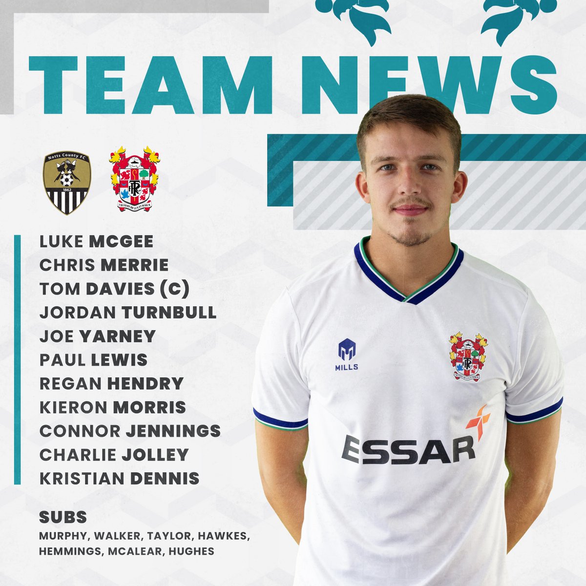 📝 Your Rovers team to face the Magpies!

🤍 Chris Merrie returns - Charlie Jolley makes his first competitive start since February 2022

#TRFC #SWA