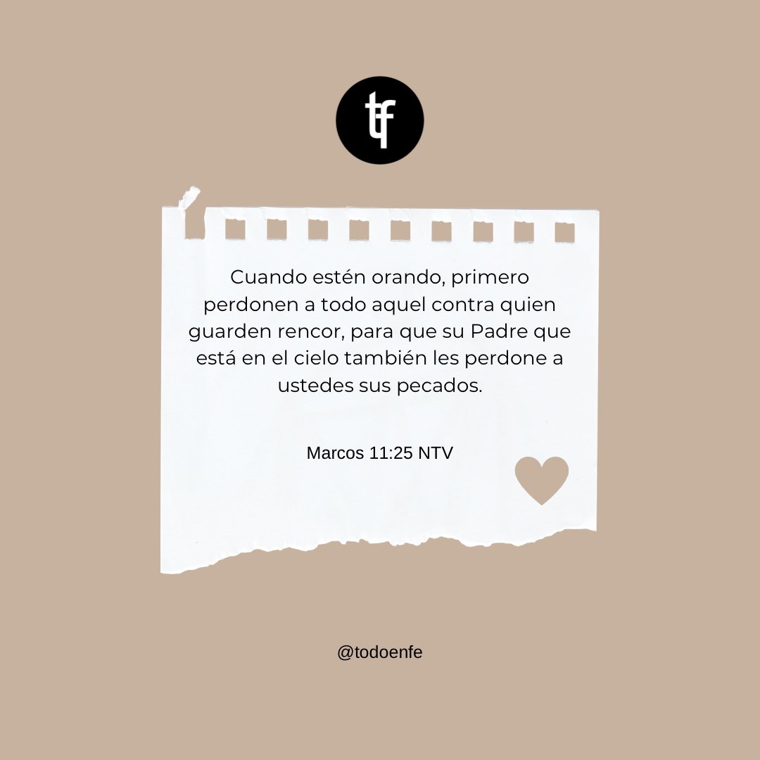 Soltar Perdón 

Al final de cada día haz una pausa y reflexiona. Si albergas en tu corazón enojo o algún otro sentimiento negativo, rompe con ello. haz una oración y pídele a Dios que te libre de ese sentimiento.  #todoenfe