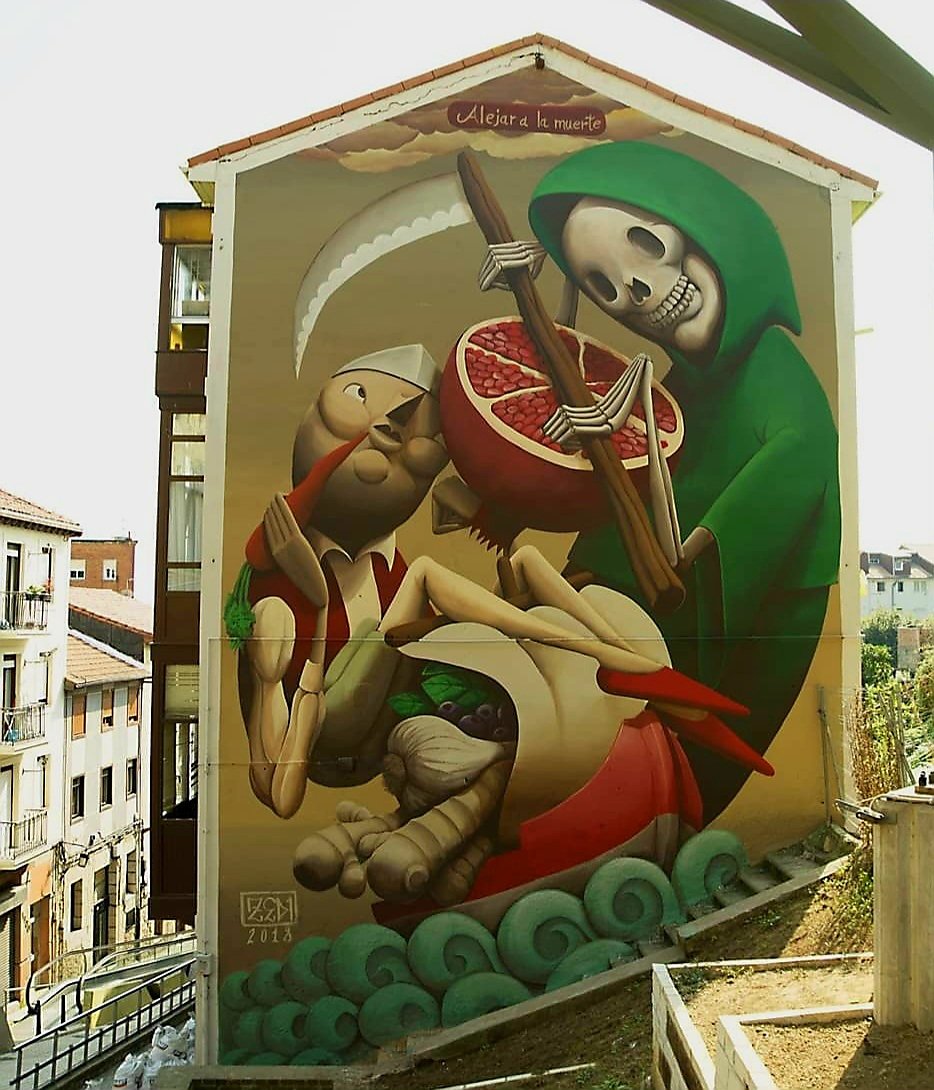 MolinaStreetArt's tweet photo. 'You can't escape death... right?' by Italian Zed1 for Desvelarte 2018 in Santander, Spain #zed1 #streetart #lamolinastreetart | photo via artist https://t.co/pPFYQ5SEX2