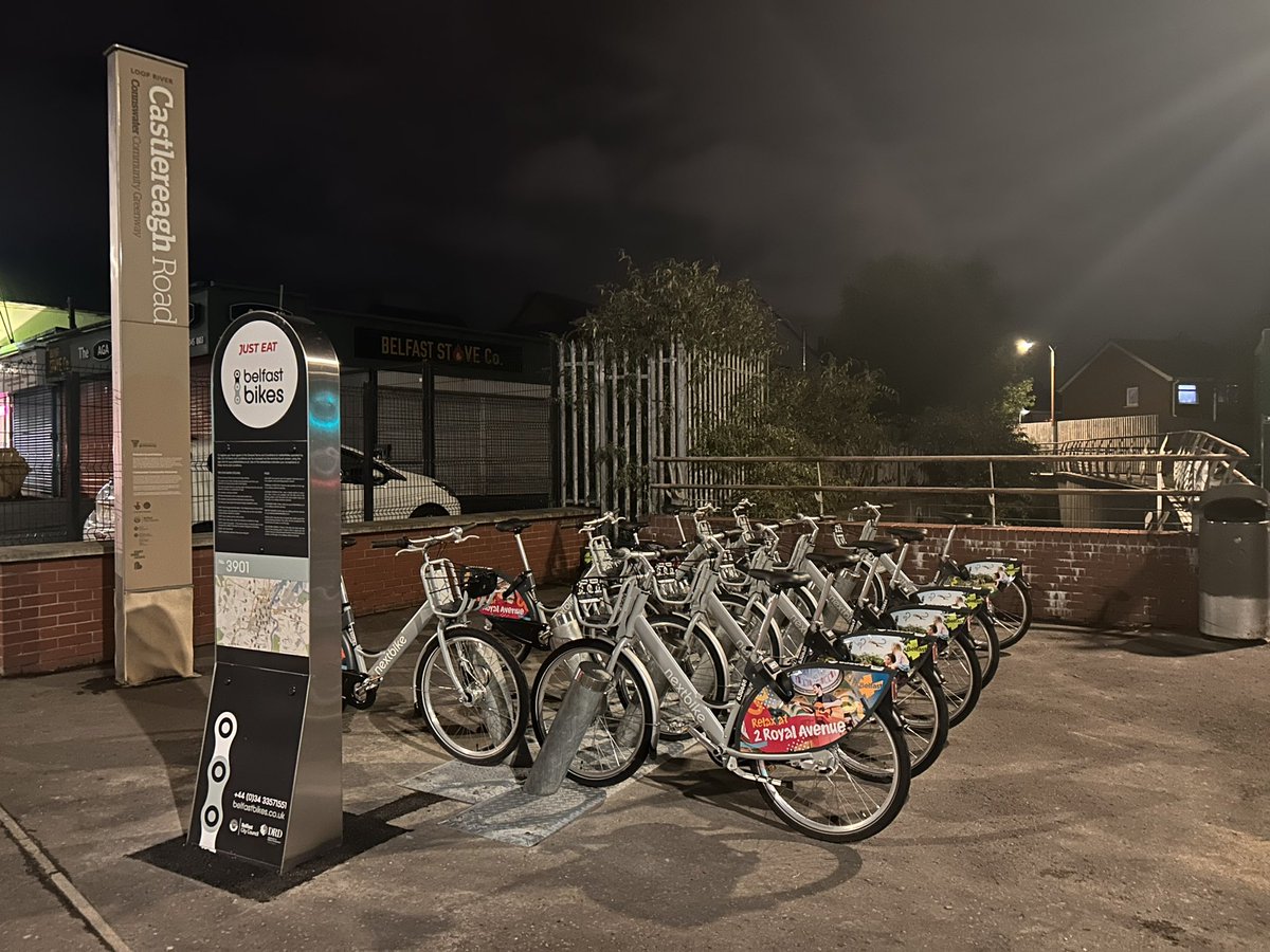 the__debs's tweet photo. You love to see it! Belfast Bikes have made it to the Castlereagh Road… @Briansmyth99 does it again. 😊👌🚲🚲🚲🚲 https://t.co/VGGKFgnoka