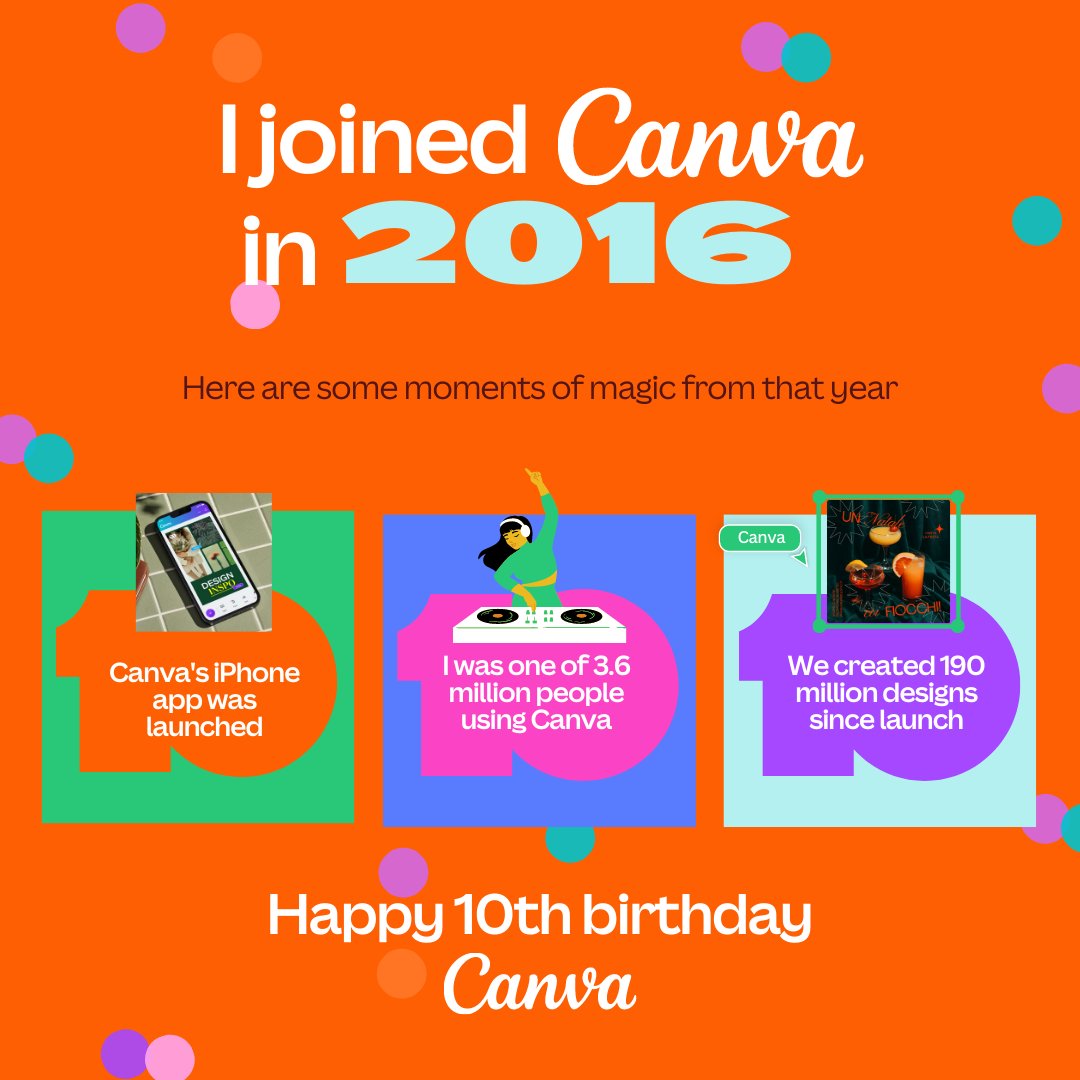 itsemtuk's tweet photo. Since 2016, we've embraced Canva's design magic to speed up our creative process and deliver personalized designs that resonate.

Cheers to Canva's 10 years of design empowerment! 🎂🎉

#Canva10vs #DesignInnovation 🎨🚀 https://t.co/N9dw1NC41Q